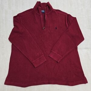 Polo Ralph Lauren Pullover Mens XL Red 1/4 Zip Cotton Classic Preppy Old Money